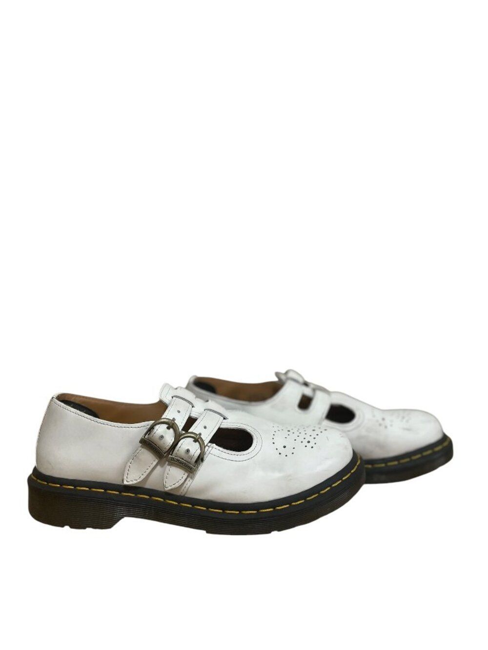 Dr. Martens 8056 Mary Jane White Leather Comfort Buckle Shoes Women US 9